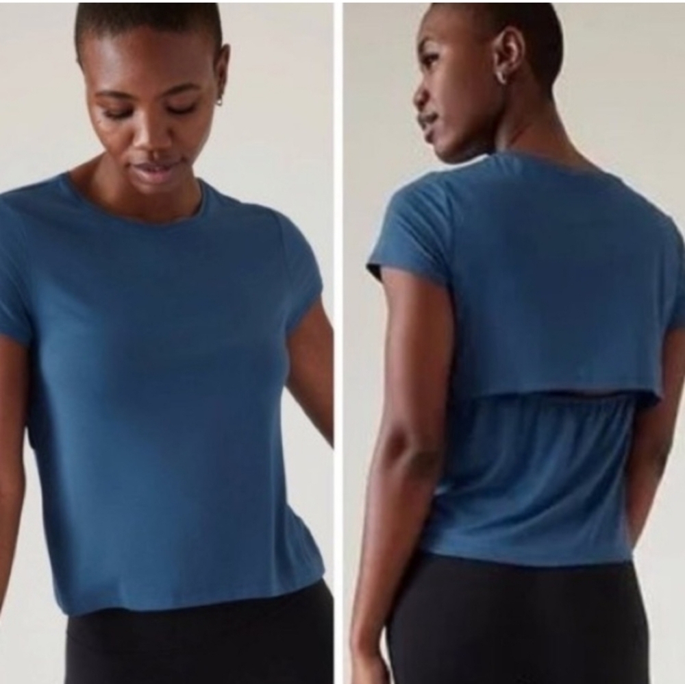 Athleta Air Out Cinch Tee Blue Large